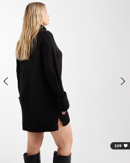 Brave Soul Plus high neck knitted jumper dress in black