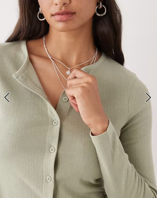 COLLUSION long sleeve pointelle cardigan in khaki