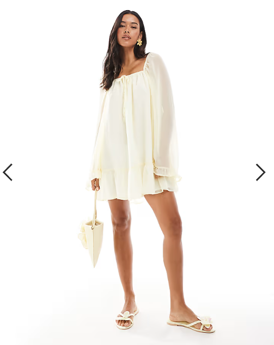 Miss Selfridge chiffon mini dress in buttermilk