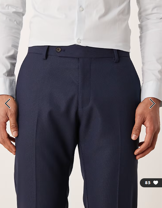 ASOS DESIGN slim suit trousers in navy texture