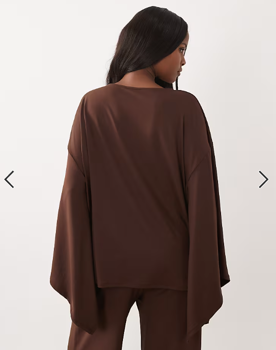 ASOS DESIGN cape style top co-ord in brown