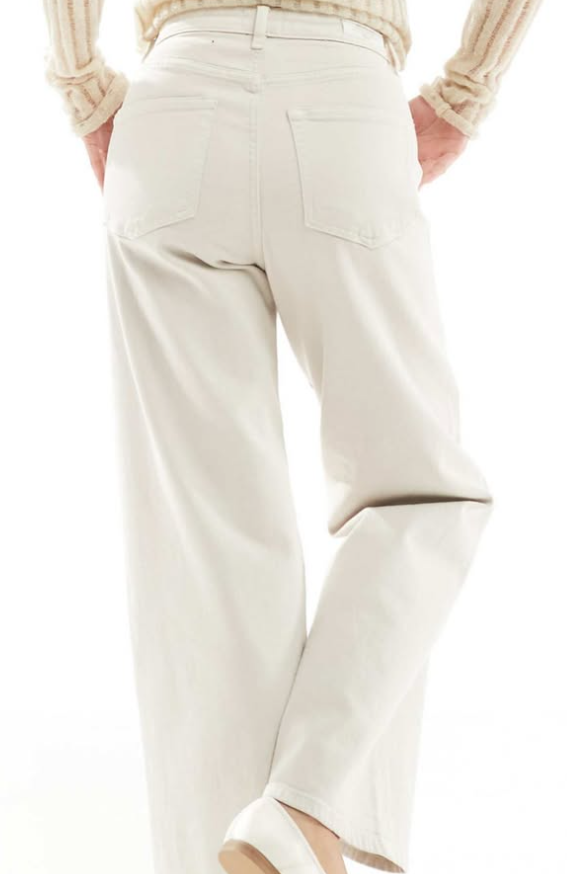 Only - petite Juicy hogh waisted eide leg jeans in ecru