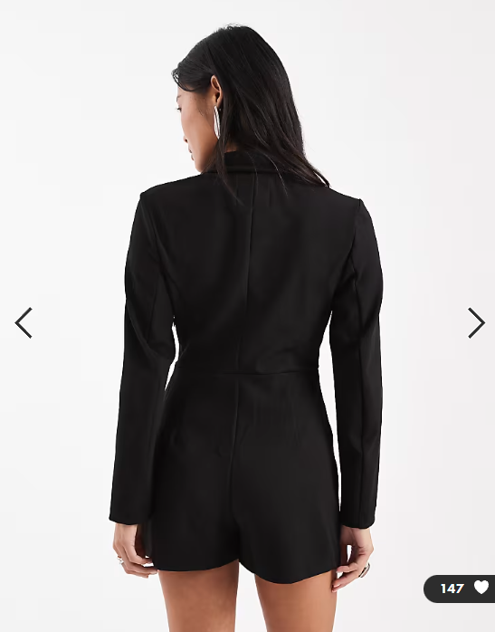 ONLY Petite blazer playsuit in black
