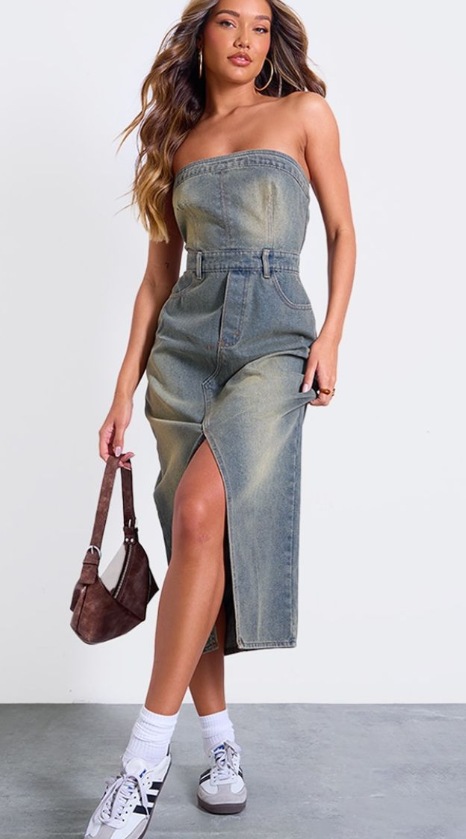 Plt - Vintage Wash Bandeau Midaxi Dress