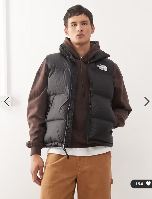 The North Face Retro Nuptse down puffer gilet in black