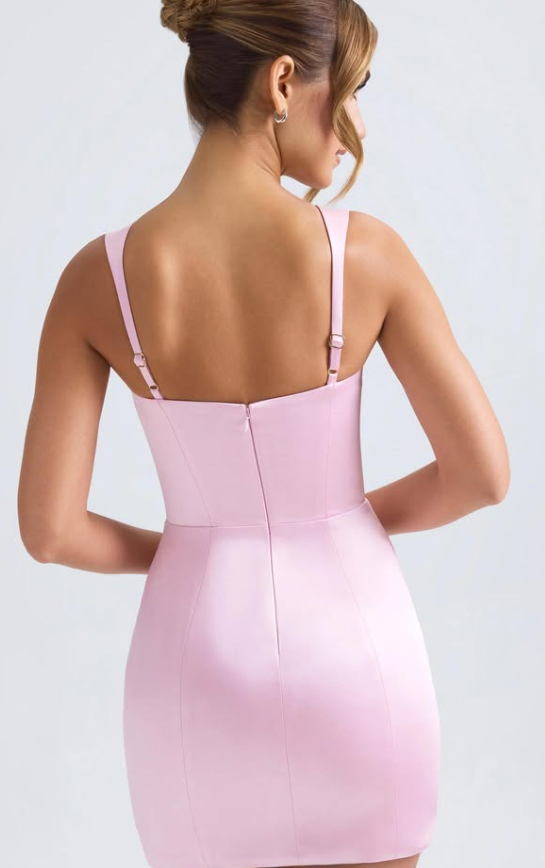 Ohpolly - Sweetheart-Neck A-Line Mini Dress in Light Pink