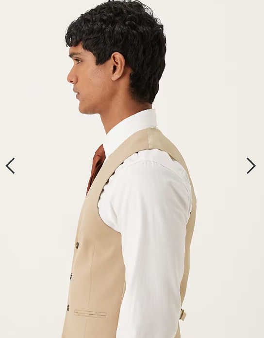 ASOS DESIGN skinny suit waistcoat in beige