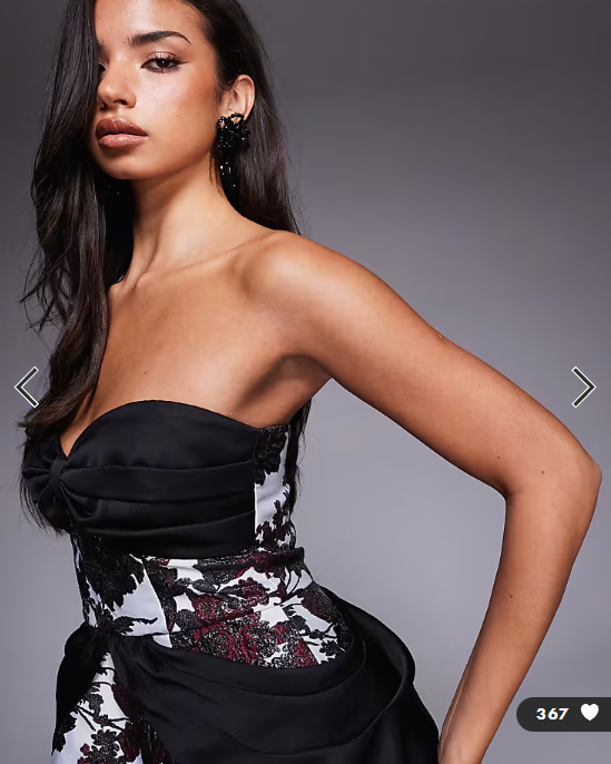 ASOS LUXE red floral jacquard mini dress with satin drape detail and detachable straps