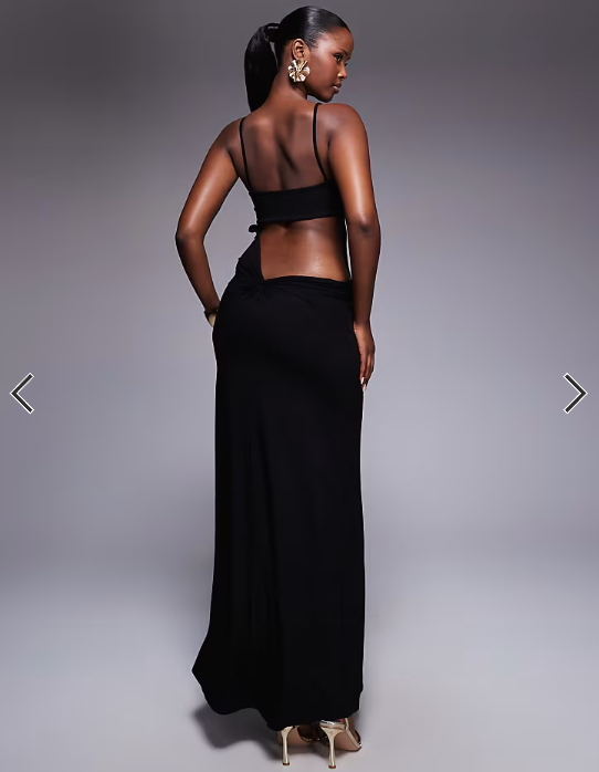 ASOS DESIGN notched twist back maxi dress with split in black