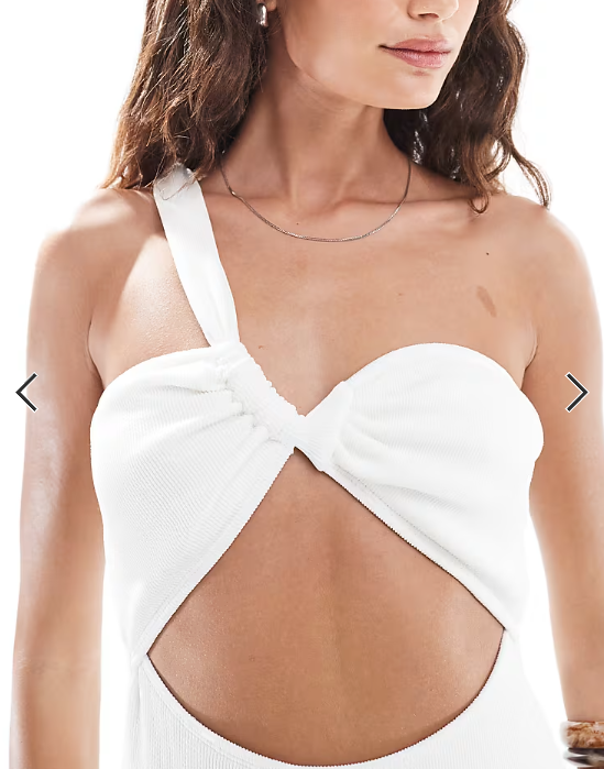 4th & Reckless asymmetric strap cut out high leg swimsuit in white