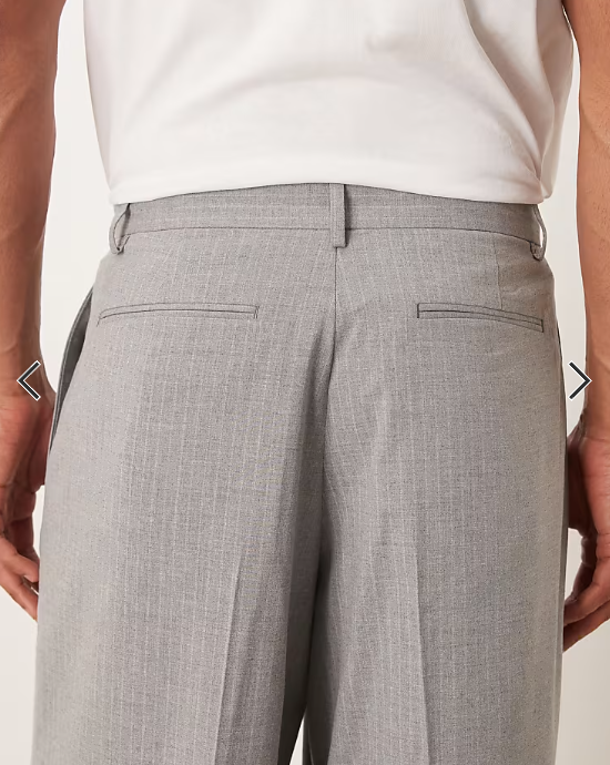 ASOS DESIGN loose suit trousers in grey pinstripe