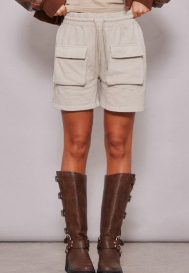 Beige Sweat Cargo Pocket Shorts