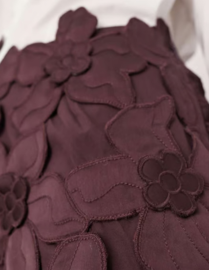 ASOS EDITION embroidered satin quilted cut work mini skirt in burgundy