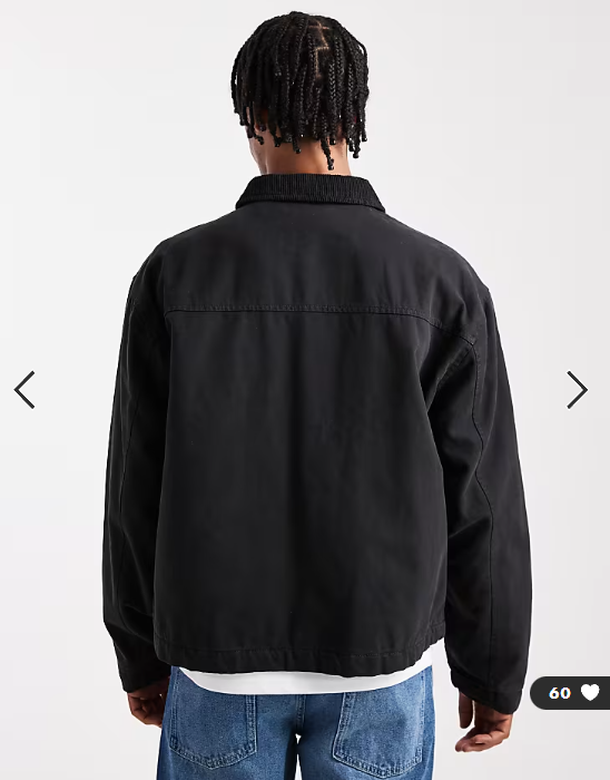 ASOS DESIGN harrington jacket with quilted lining black