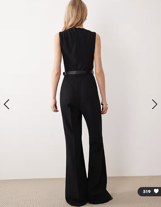 Mango high neck sleeveless jumpsuit with statement belt in black