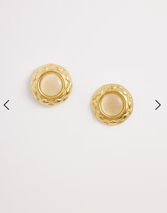 Lost Souls vintage inspired stone earrings in 18ct gold plated stainless steel