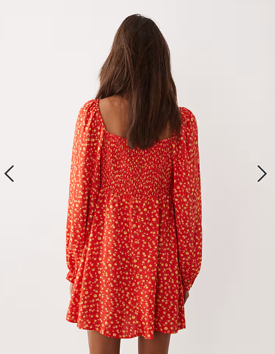 Miss Selfridge milkmaid mini tea dress in red ditsy