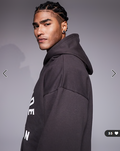 Courtside oversized pullover hoodie in brown with collegiate print