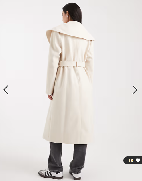 Miss Selfridge formal wrap coat in cream