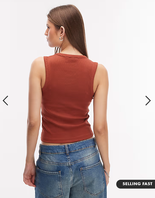 ASOS DESIGN ribbed v neck vest in rust