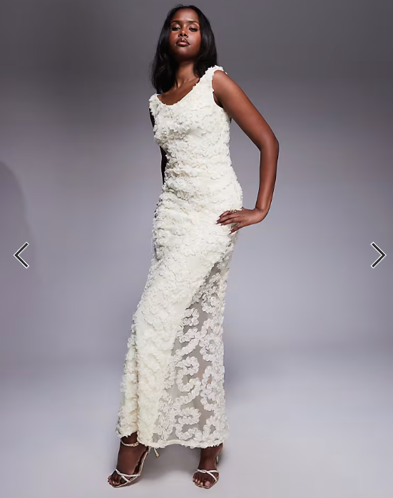 ASOS DESIGN textured maxi dress in cream
