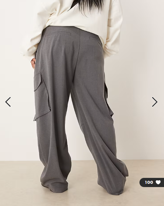 ASOS DESIGN Curve tailored utility barrel trousers in charcoal