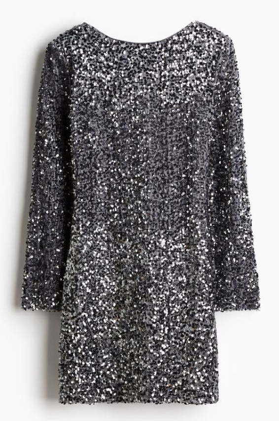 H&M - SEQUINED DEEP-BACK DRESS