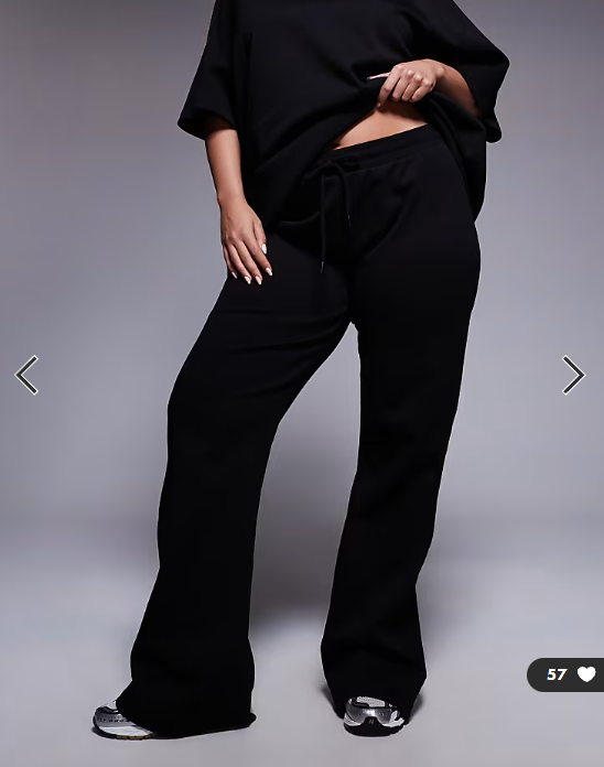 ASOS DESIGN Curve co-ord interlock flared jogger in black