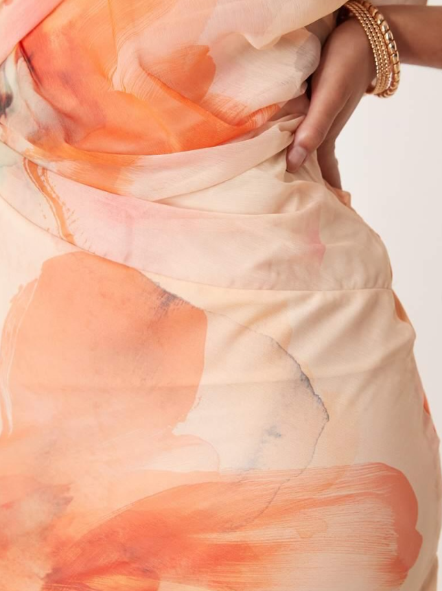 ASOS Asos Design Tall Textured Chiffon Draped Bias Maxi Dress