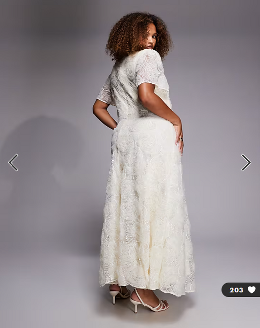 Forever New Curve Bridal lace midaxi dress in cream