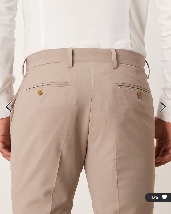 ASOS DESIGN skinny wooll rich suit trousers in beige