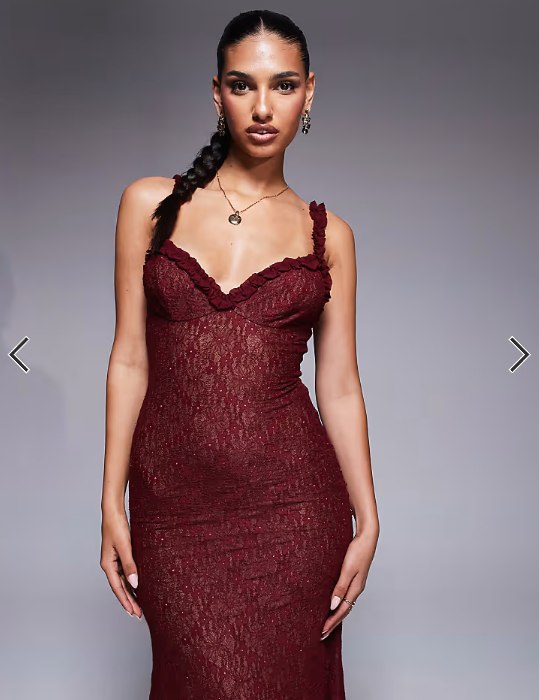 Bardot Alegra stretch lace midi dress in burgundy