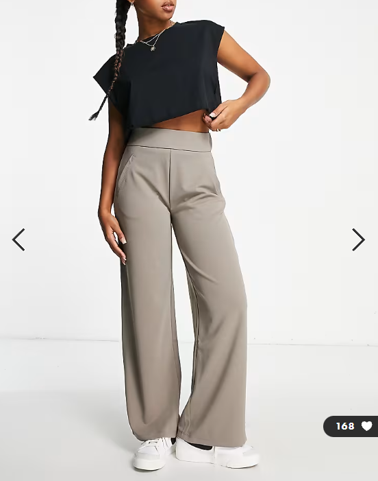 JDY wide leg tailored trousers in mushroom