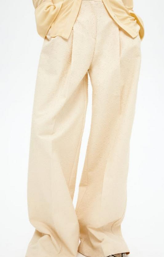 H&M - WIDE TAILORED TROUSERS - butter yellow