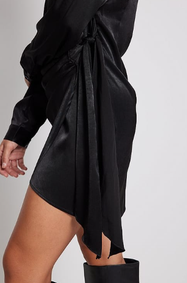 NA-KD-Wrap Satin Shirt Dress