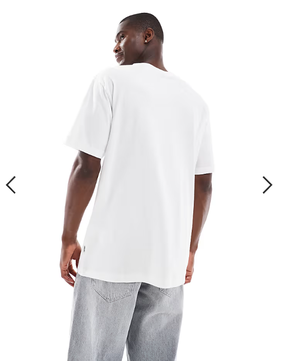 ONLY & SONS oversized T-shirt with shop print in white.