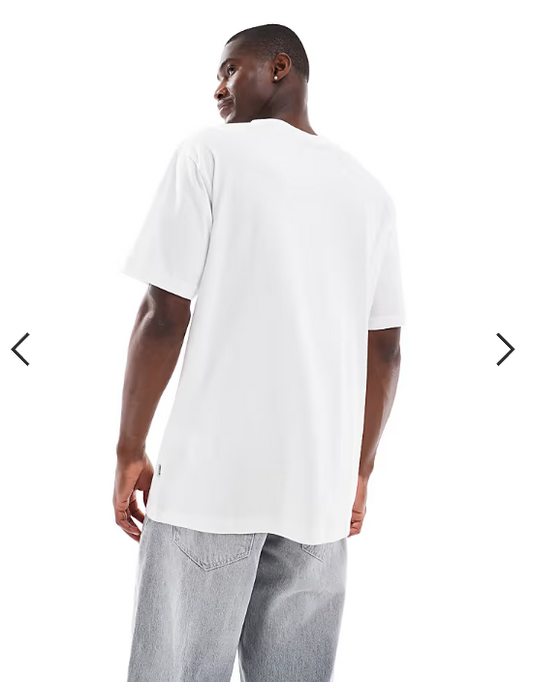 ONLY & SONS oversized T-shirt with shop print in white.