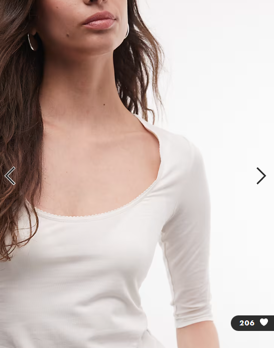 Monki cropped sleeve top in white