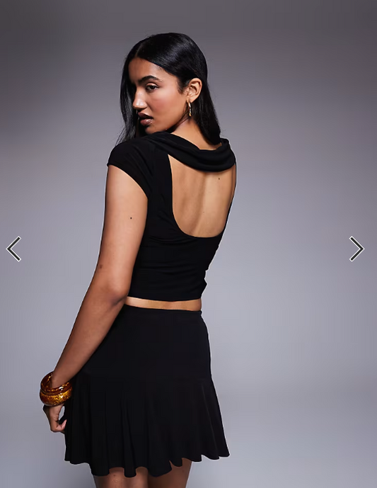 ASOS DESIGN co-ord slinky flippy mini skirt in black