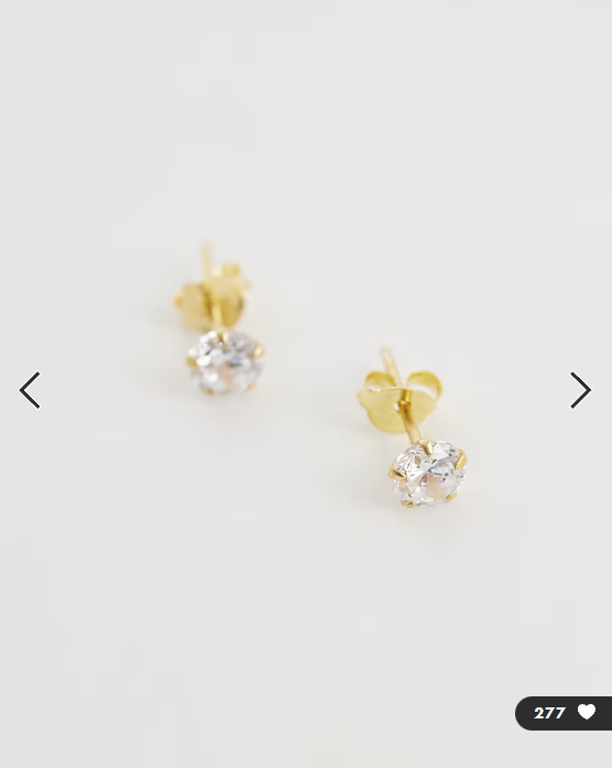 Kingsley Ryan gold plate 5mm gemset round stud