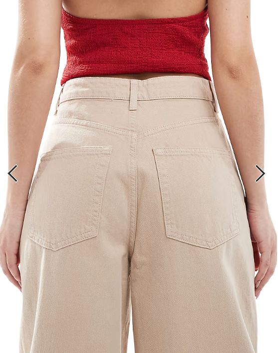ASOS DESIGN tailored barrel leg jeans in neutral