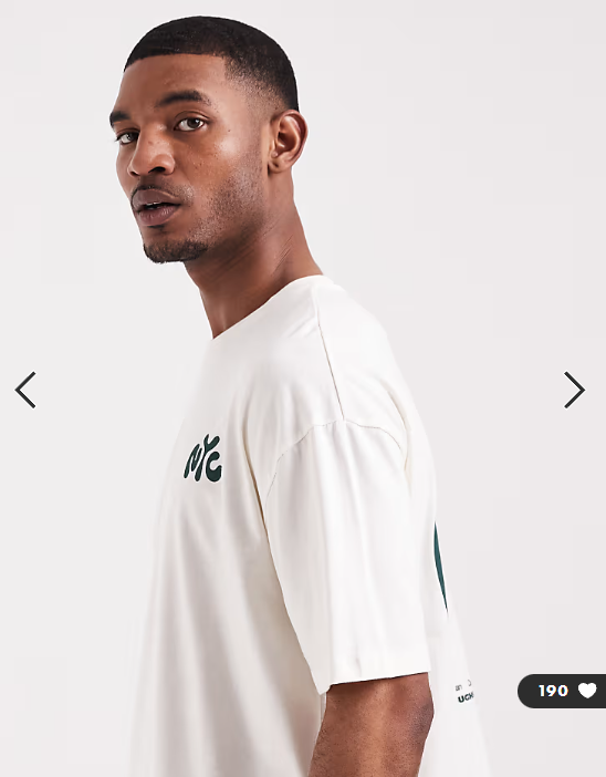 ASOS DESIGN boxy oversized T-shirt with NYC bubble text print in cream.
