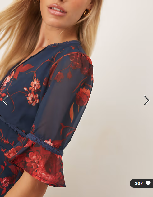 Hope & Ivy chiffon v neck button detail open back front split maxi dress in navy and red floral