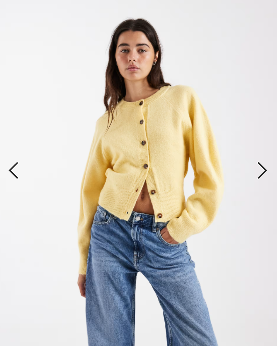 ASOS DESIGN crew neck cardigan with raglan sleeve detail in buttermilk