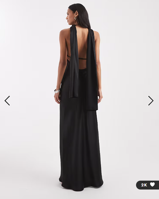 ASOS DESIGN satin scarf cowl neck maxi dress in black