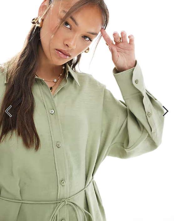 ASOS DESIGN modal tie waist shirt in khaki co ord