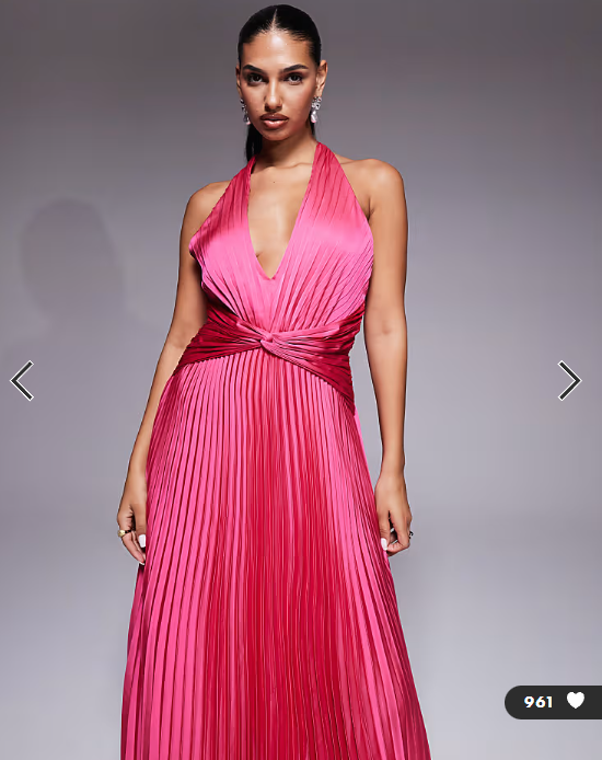Forever New satin plunge halter neck maxi dress in fuchsia pink