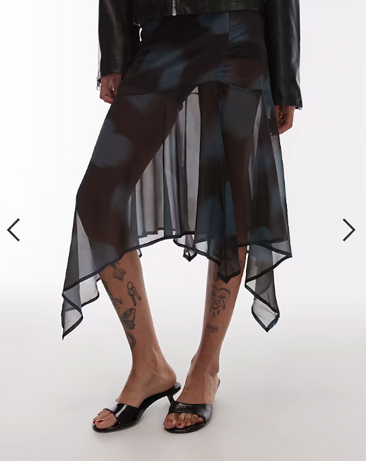 ASOS DESIGN dropped waist midi skirt in blurred print
