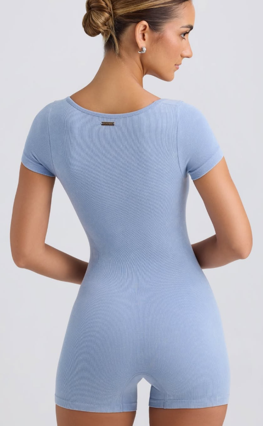Bo&Tee-Scoop-Neck Unitard in Washed Blue