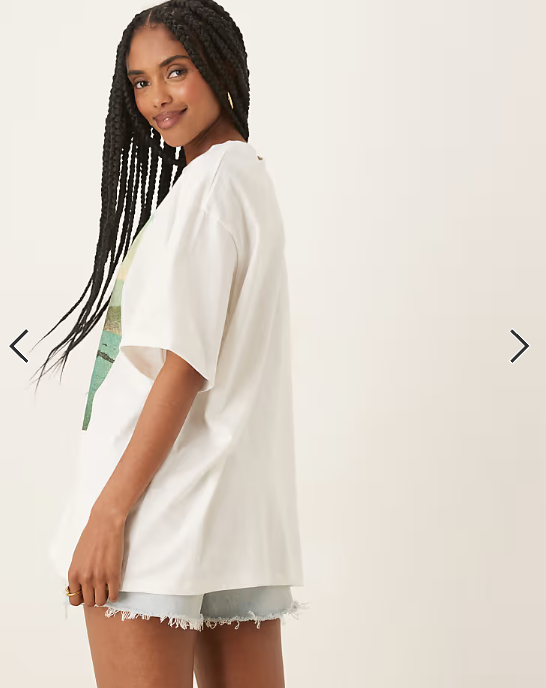 ASOS DESIGN oversized t-shirt with beach club graphic in white